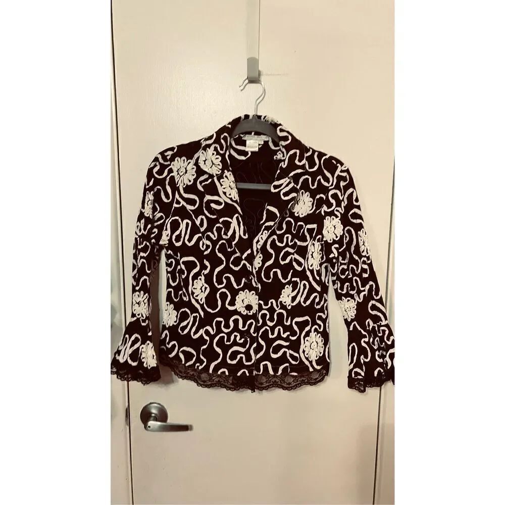 Alberto Makali Brown Bell Sleeve Bolero Jacket Size 4 Beautiful